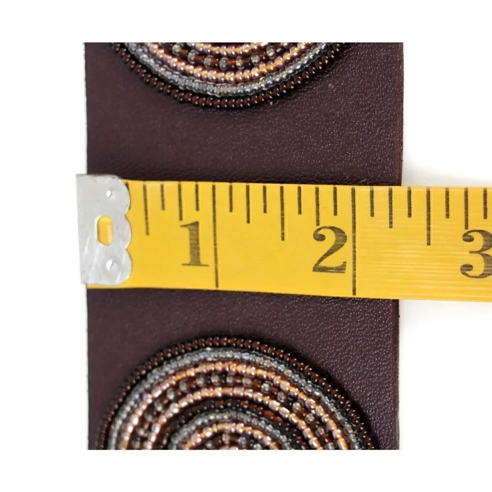 HandCrafted BROWN EMBELLISHED REAL LEATHER 2 3/8